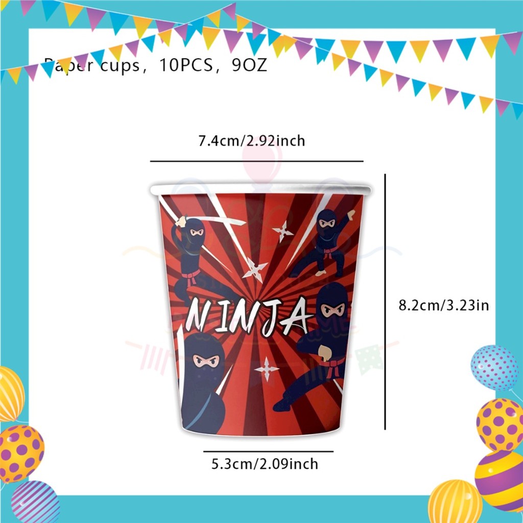 ParteeTime Kids Ninja Birthday Theme Decorations Kids Birthday Balloon Banner Hang Swirl Backdrop Tablecloth