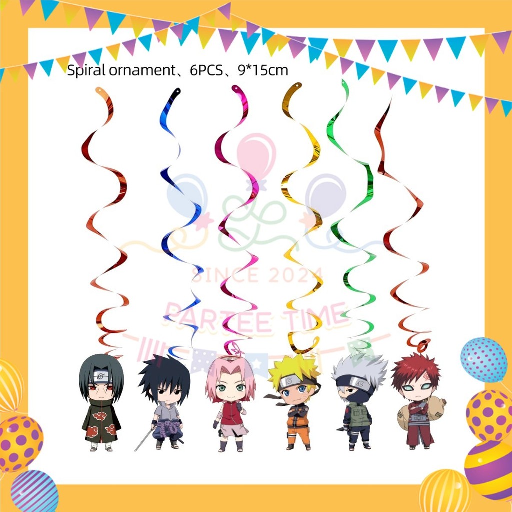 ParteeTime Kids Naruto Theme Decorations Birthday Party Supplies Banners Backdrop Set Hiasan Hari Jadi Kanak-Kanak