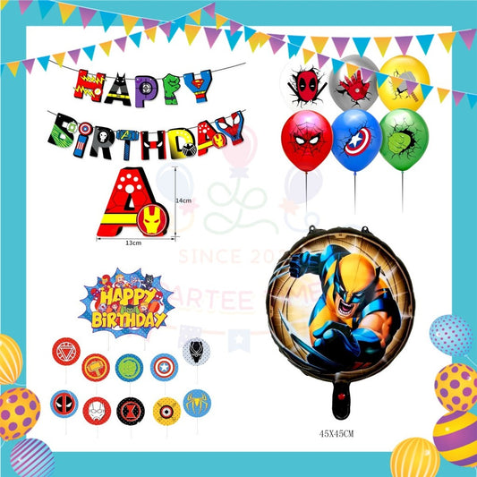 ParteeTime Kids Birthday Party Celebration Decoration Set Superhero 4 in 1 Hiasan Majlis Sambutan Hari Jadi Kanak-Kanak
