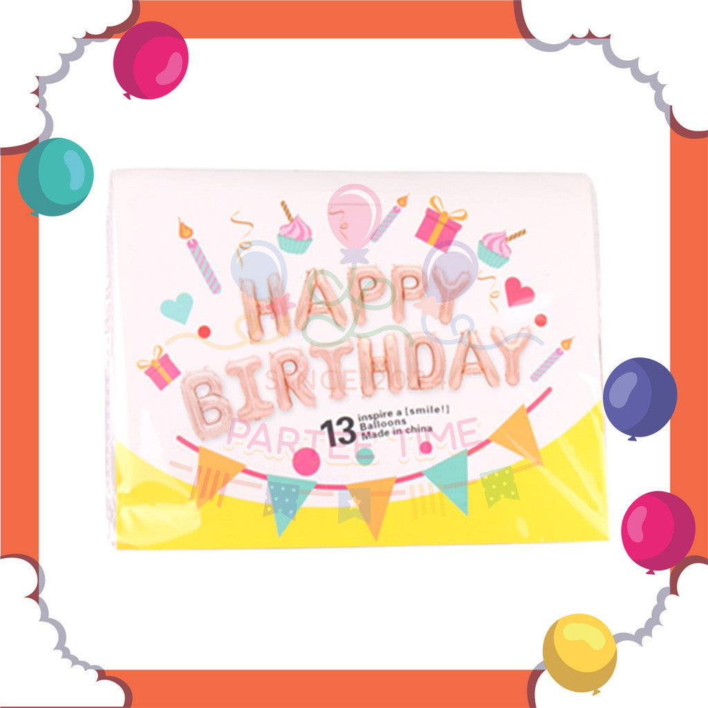 ParteeTime Happy Birthday Foil Balloon Set Various Colors 13 Alphabets 16 Inches Belon 16 Inches 13 Huruf Foil