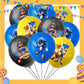 ParteeTime Kids Sonic Theme Decorations Kids Birthday Party Balloon Banners Hang Swirls Backdrop Tablecloth Cake Topper