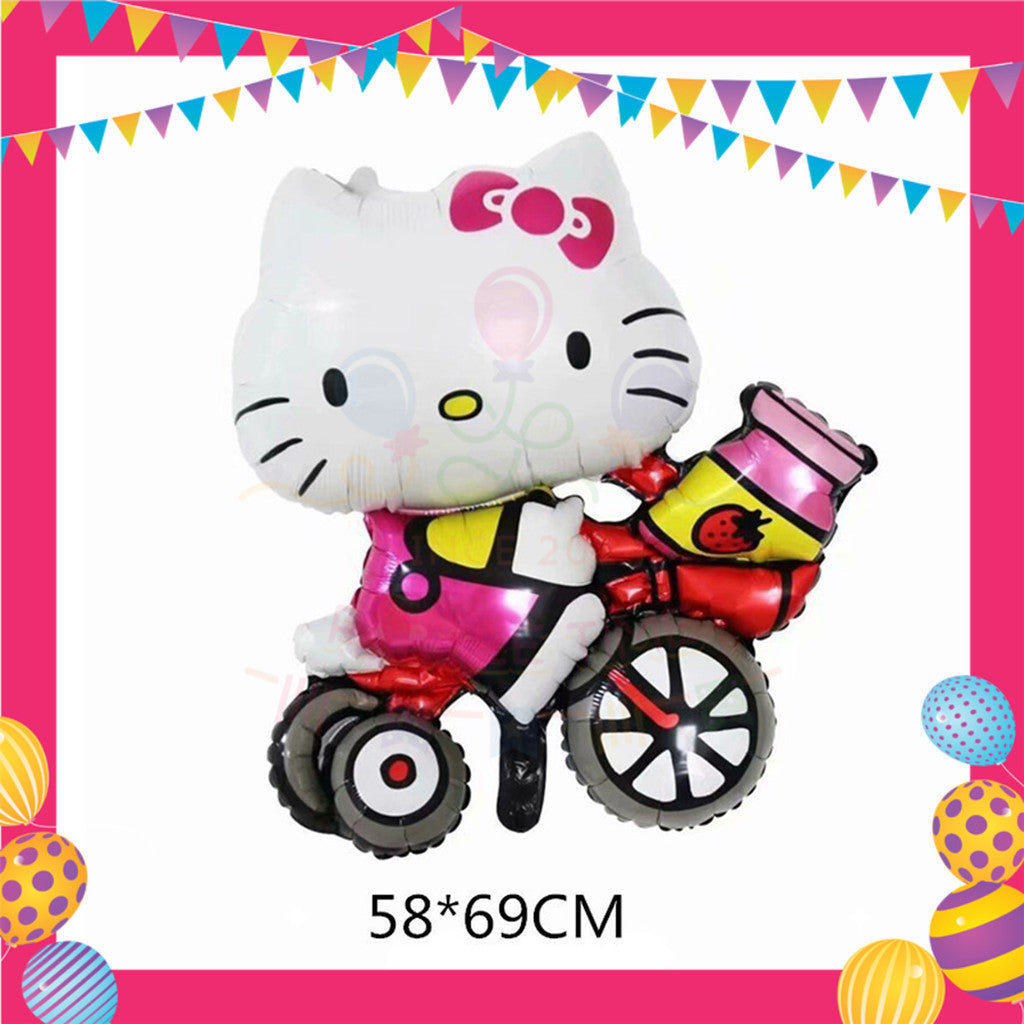 ParteeTime Kids Hello Kitty Birthday Theme Decorations Kids Birthday Balloon Banner Hang Swirl Backdrop Tablecloth