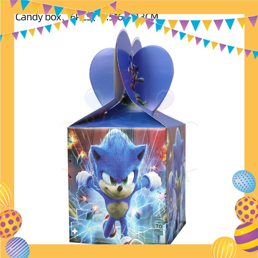 ParteeTime Kids Sonic Theme Decorations Kids Birthday Party Balloon Banners Hang Swirls Backdrop Tablecloth Cake Topper