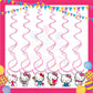 ParteeTime Kids Hello Kitty Birthday Theme Decorations Kids Birthday Balloon Banner Hang Swirl Backdrop Tablecloth
