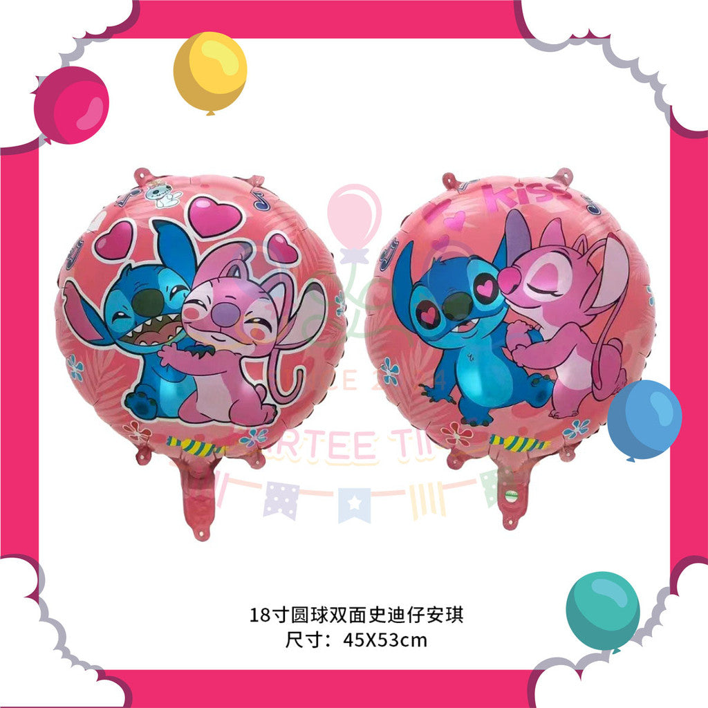ParteeTime Kids Stitch Theme Decorations Kids Birthday Party Balloon Banners Hang Swirls Backdrop Tablecloth Cake Topper