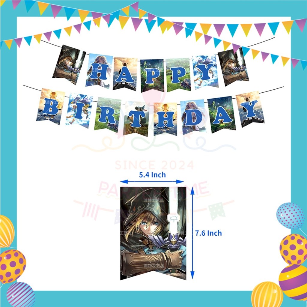 ParteeTime Kids Birthday Celebration Set The Legend of Zelda 4 in 1 Majlis Sambutan Hiasan Hari Jadi Kanak-Kanak