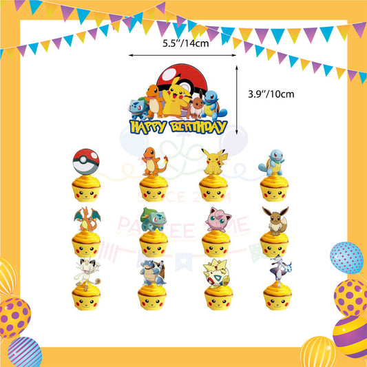 ParteeTime Kids Birthday Party Celebration Decoration Set Pikachu 4 in 1 Hiasan Majlis Sambutan Hari Jadi Kanak-Kanak