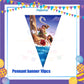 ParteeTime Kids Princess Moana Birthday Theme Decorations Kids Birthday Balloon Banner Hang Swirl Backdrop Tablecloth