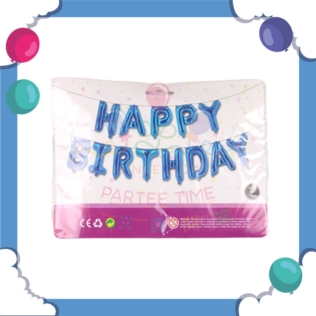 ParteeTime Happy Birthday Foil Balloon Set Various Colors 13 Alphabets 16 Inches Belon 16 Inches 13 Huruf Foil