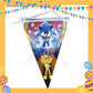 ParteeTime Kids Sonic Theme Decorations Kids Birthday Party Balloon Banners Hang Swirls Backdrop Tablecloth Cake Topper