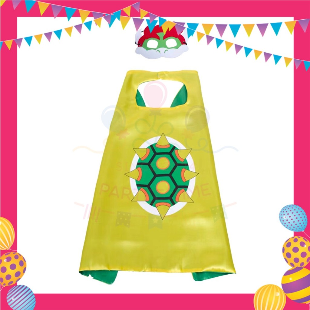 ParteeTime Kids Mask and Cape Children Super Mario Capes Birthday Party Dress Up Cosplay Costume