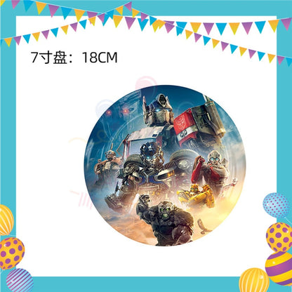ParteeTime Kids Transformer Birthday Theme Decorations Kids Birthday Balloon Banner Hang Swirl Backdrop Tablecloth