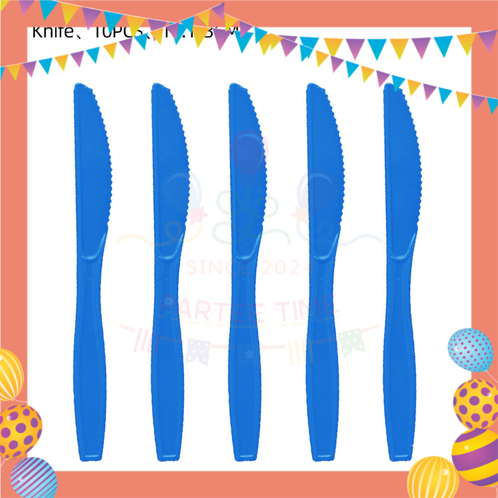 ParteeTime Kids Set 10pcs Disposable Plastic Color Cutlery Spoon Fork Knife Set Party Color