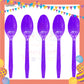 ParteeTime Kids Set 10pcs Disposable Plastic Color Cutlery Spoon Fork Knife Set Party Color