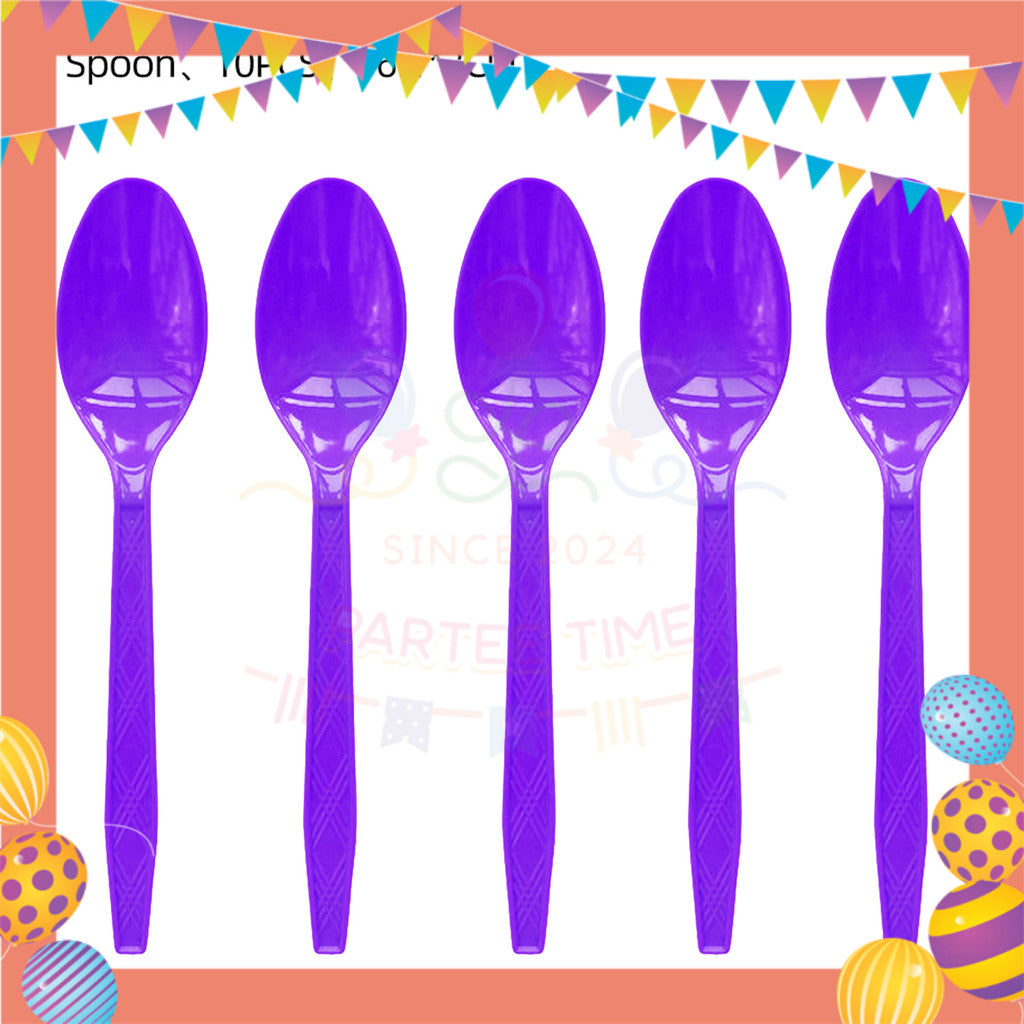 ParteeTime Kids Set 10pcs Disposable Plastic Color Cutlery Spoon Fork Knife Set Party Color