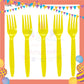 ParteeTime Kids Set 10pcs Disposable Plastic Color Cutlery Spoon Fork Knife Set Party Color