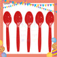 ParteeTime Kids Set 10pcs Disposable Plastic Color Cutlery Spoon Fork Knife Set Party Color