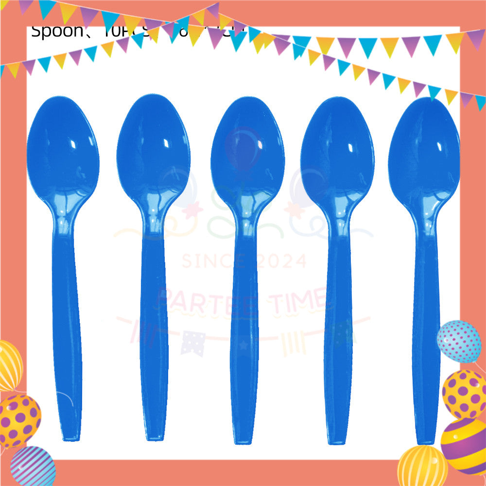 ParteeTime Kids Set 10pcs Disposable Plastic Color Cutlery Spoon Fork Knife Set Party Color