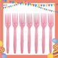 ParteeTime Kids Set 10pcs Disposable Plastic Color Cutlery Spoon Fork Knife Set Party Color
