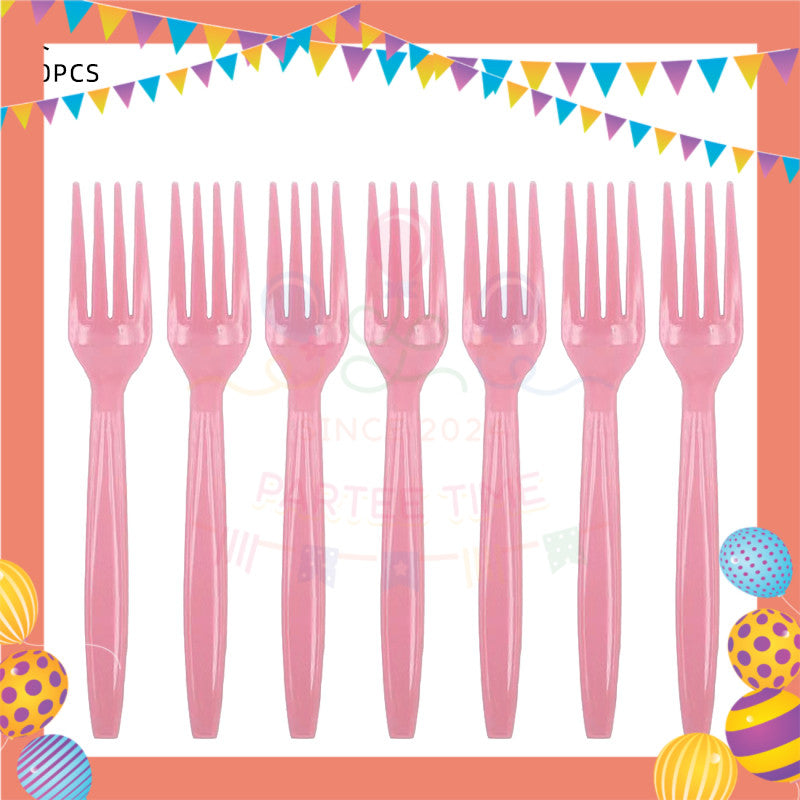 ParteeTime Kids Set 10pcs Disposable Plastic Color Cutlery Spoon Fork Knife Set Party Color
