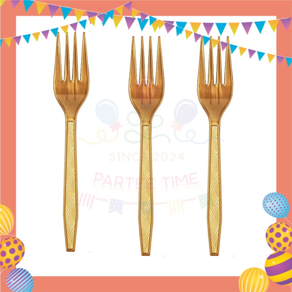 ParteeTime Kids Set 10pcs Disposable Plastic Color Cutlery Spoon Fork Knife Set Party Color