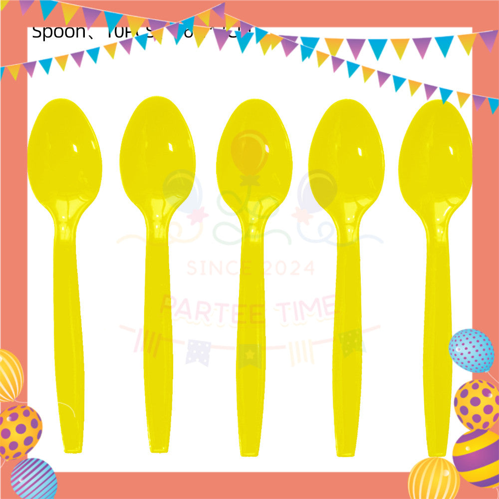 ParteeTime Kids Set 10pcs Disposable Plastic Color Cutlery Spoon Fork Knife Set Party Color