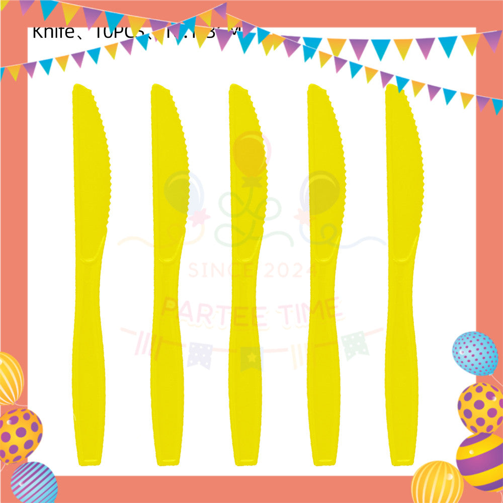 ParteeTime Kids Set 10pcs Disposable Plastic Color Cutlery Spoon Fork Knife Set Party Color