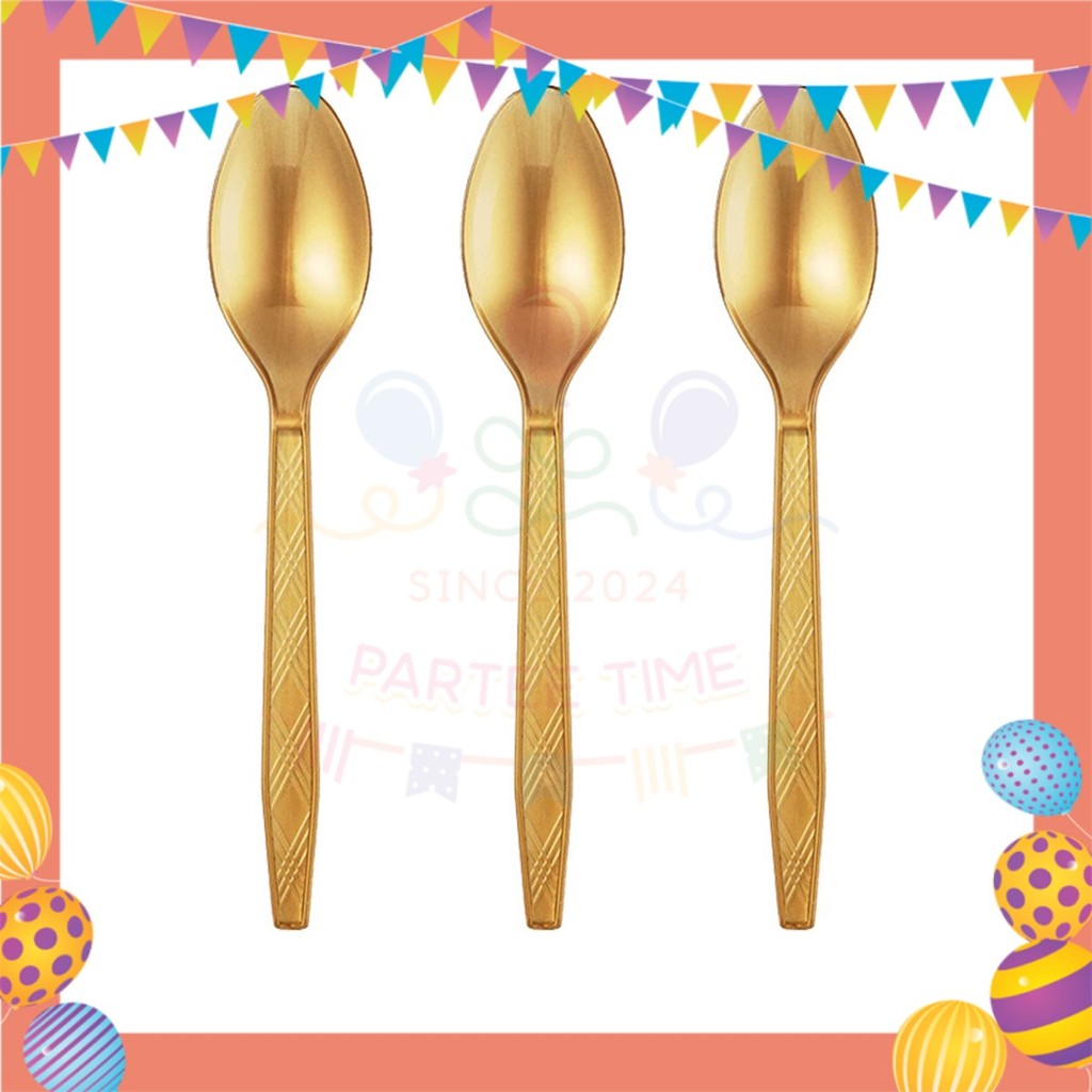 ParteeTime Kids Set 10pcs Disposable Plastic Color Cutlery Spoon Fork Knife Set Party Color