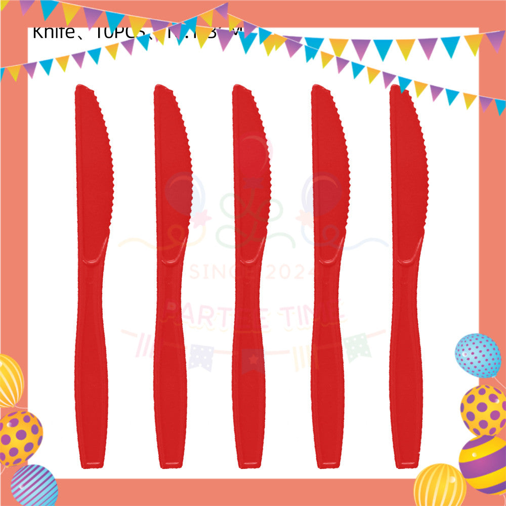 ParteeTime Kids Set 10pcs Disposable Plastic Color Cutlery Spoon Fork Knife Set Party Color