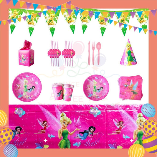 ParteeTime Kids Tinker Bell Theme Decorations Birthday Party Supplies Banners Backdrop Set Budak Hari Jadi Hiasan