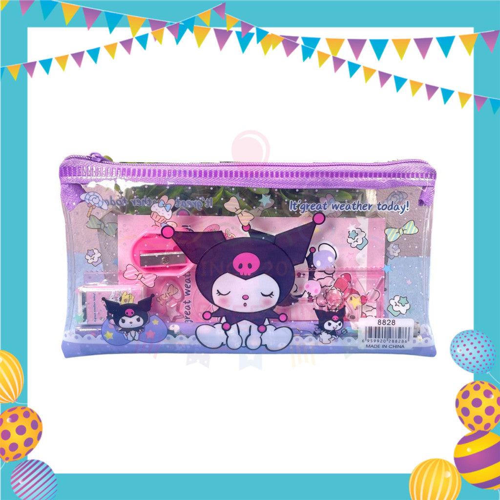 ParteeTime Kids Gifts Cartoon 7 in 1 Stationery Set Sanrio Kuromi My Melody My Little Pony Princess Birthday Door gift