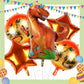 ParteeTime Kids Birthday Party Celebration Decoration Set Dinosaur 4 in 1 Banner Balloon Cake Cupcake Topper Hang