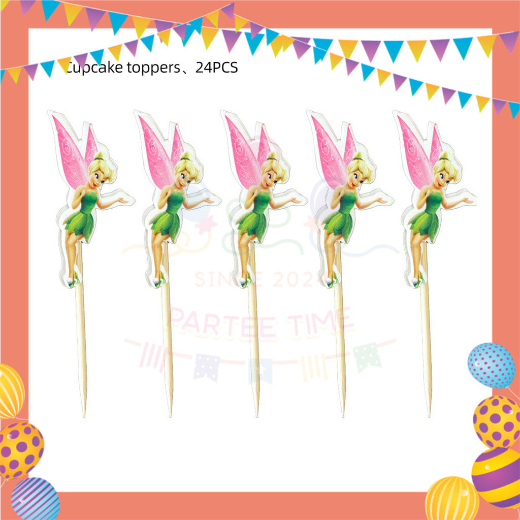 ParteeTime Kids Tinker Bell Theme Decorations Birthday Party Supplies Banners Backdrop Set Budak Hari Jadi Hiasan