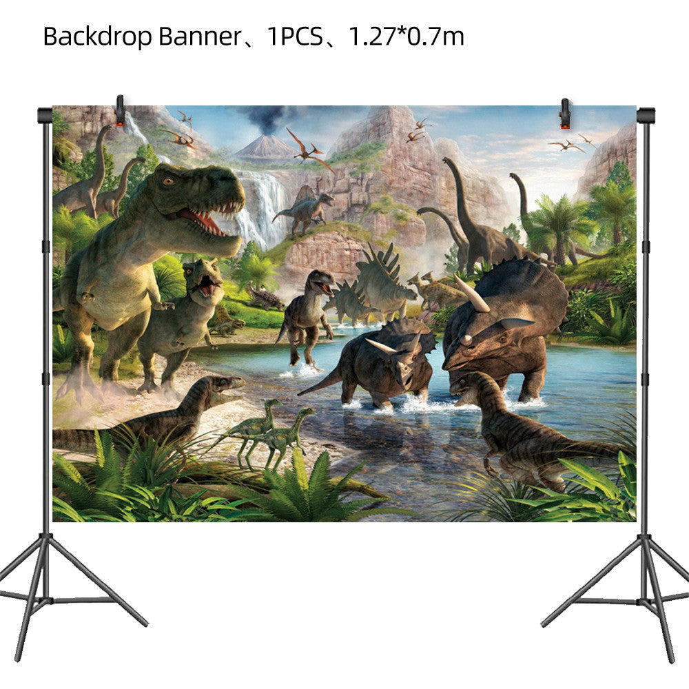 ParteeTime Kids Dinosaur Theme Decorations Birthday Party Supplies Banners Backdrop Set Budak Hari Jadi Hiasan