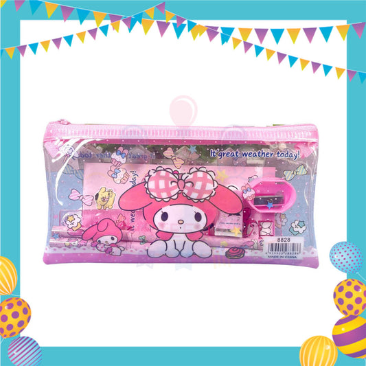 ParteeTime Kids Gifts Cartoon 7 in 1 Stationery Set Sanrio Kuromi My Melody My Little Pony Princess Birthday Door gift