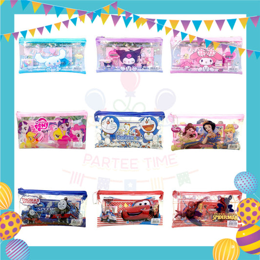ParteeTime Kids Gifts Cartoon 7 in 1 Stationery Set Sanrio Kuromi My Melody My Little Pony Princess Birthday Door gift