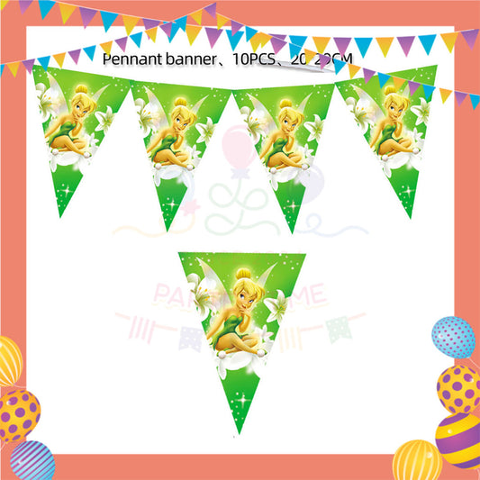 ParteeTime Kids Tinker Bell Theme Decorations Birthday Party Supplies Banners Backdrop Set Budak Hari Jadi Hiasan