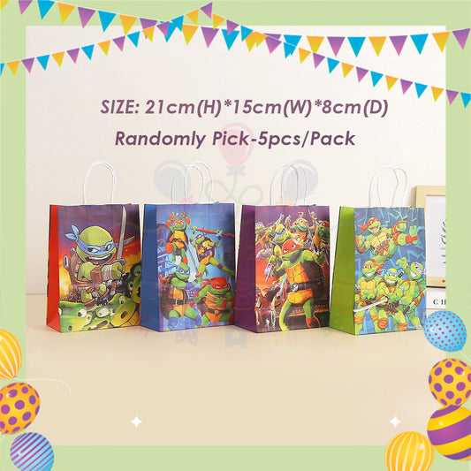 ParteeTime Birthday Kids 1pcs Ninja Turtle Party Favor Gift Bags Paper Bag Doorgift Packaging Goodies Bag Gift