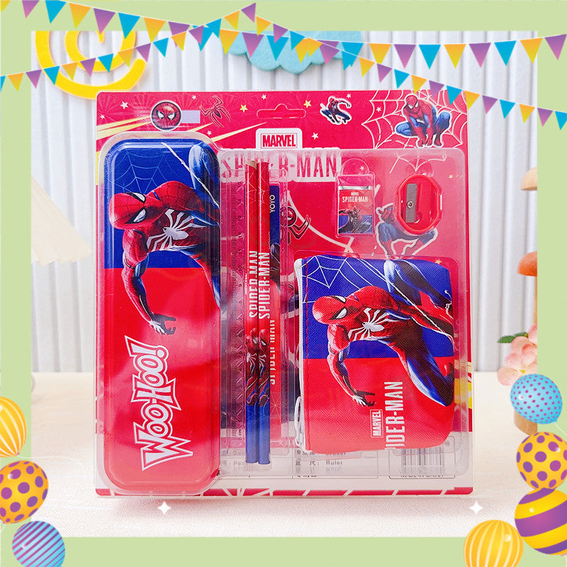 Parteetime Kids Cinnamoroll Kuromi Melody Spiderman Boxed Cartoon 7 in 1 Stationery Set Stationery Gift Goodie