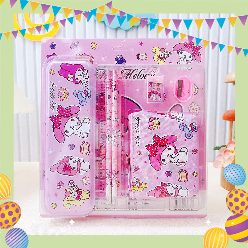Parteetime Kids Cinnamoroll Kuromi Melody Spiderman Boxed Cartoon 7 in 1 Stationery Set Stationery Gift Goodie