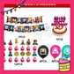ParteeTime Kids Birthday Party Celebration Decoration Set Squid Game 4 in 1 Banner Balloon Cake Cupcake Topper
