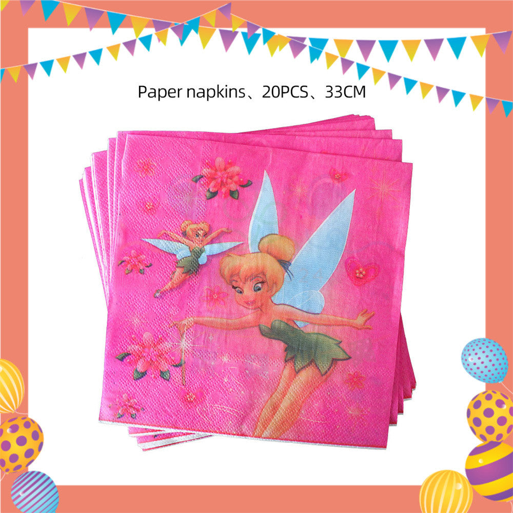 ParteeTime Kids Tinker Bell Theme Decorations Birthday Party Supplies Banners Backdrop Set Budak Hari Jadi Hiasan