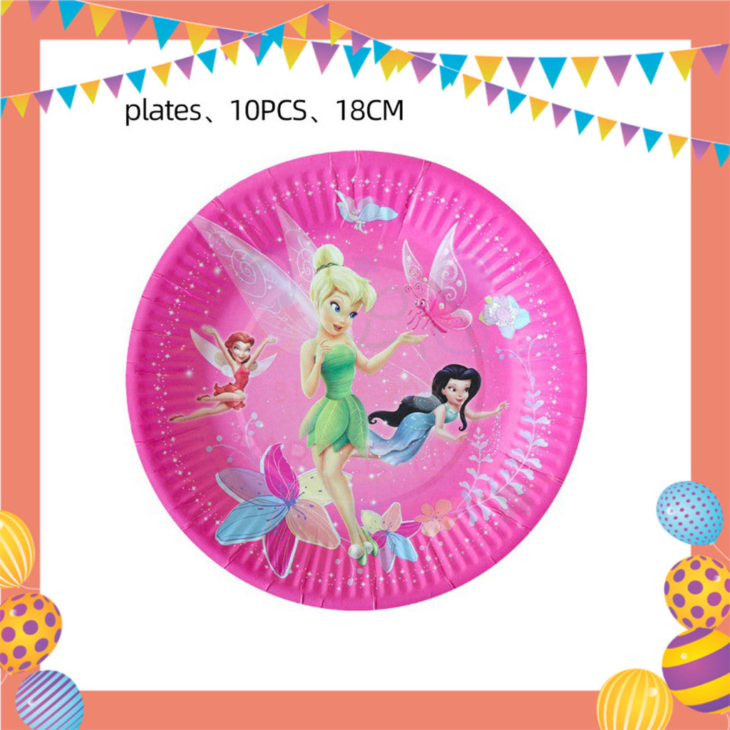 ParteeTime Kids Tinker Bell Theme Decorations Birthday Party Supplies Banners Backdrop Set Budak Hari Jadi Hiasan