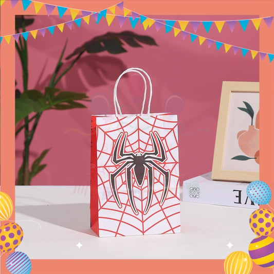 ParteeTime Birthday Kids 1pcs Spiderman Party Favor Gift Bags with Handle Paper Bag Doorgift Packaging Goodies Bag Gift