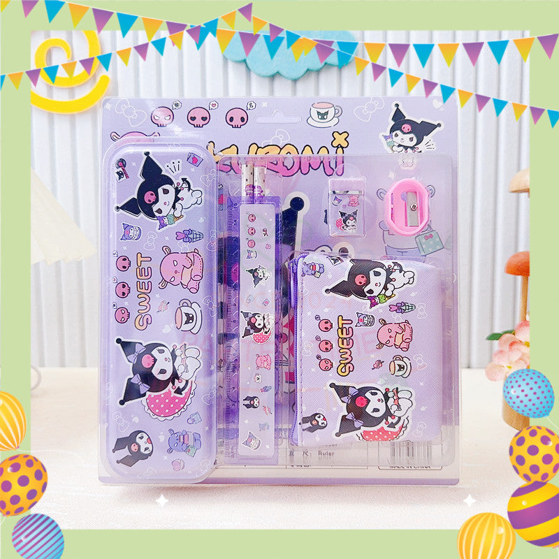 Parteetime Kids Cinnamoroll Kuromi Melody Spiderman Boxed Cartoon 7 in 1 Stationery Set Stationery Gift Goodie