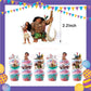 ParteeTime Kids Birthday Party Celebration Decoration Set Moana 4 in 1 Banner Balloon Cake Cupcake Topper Hang