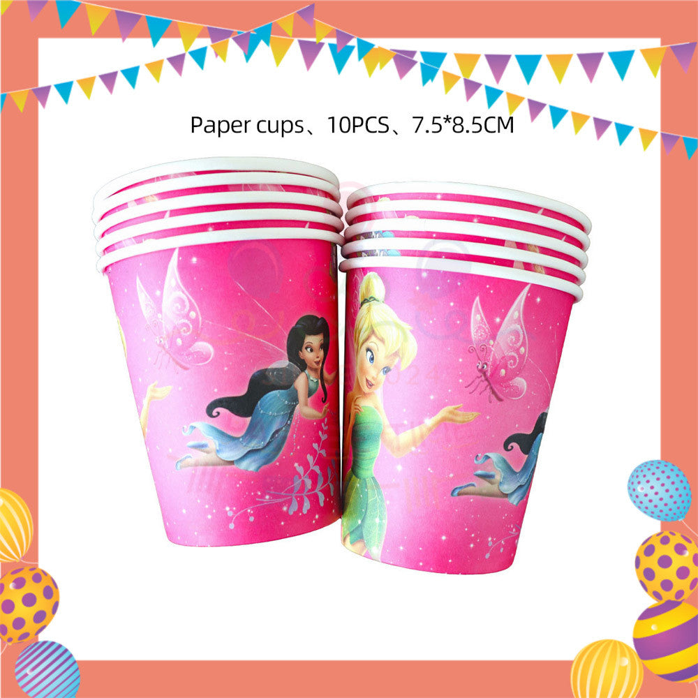 ParteeTime Kids Tinker Bell Theme Decorations Birthday Party Supplies Banners Backdrop Set Budak Hari Jadi Hiasan