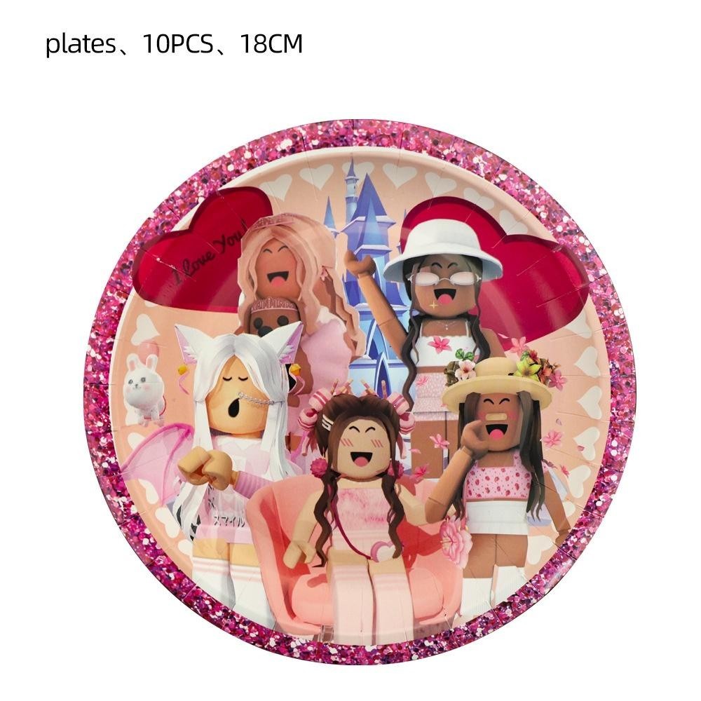 ParteeTime Kids Roblox Girls Theme Decorations Birthday Party Supplies Banners Backdrop Set Budak Hari Jadi Hiasan