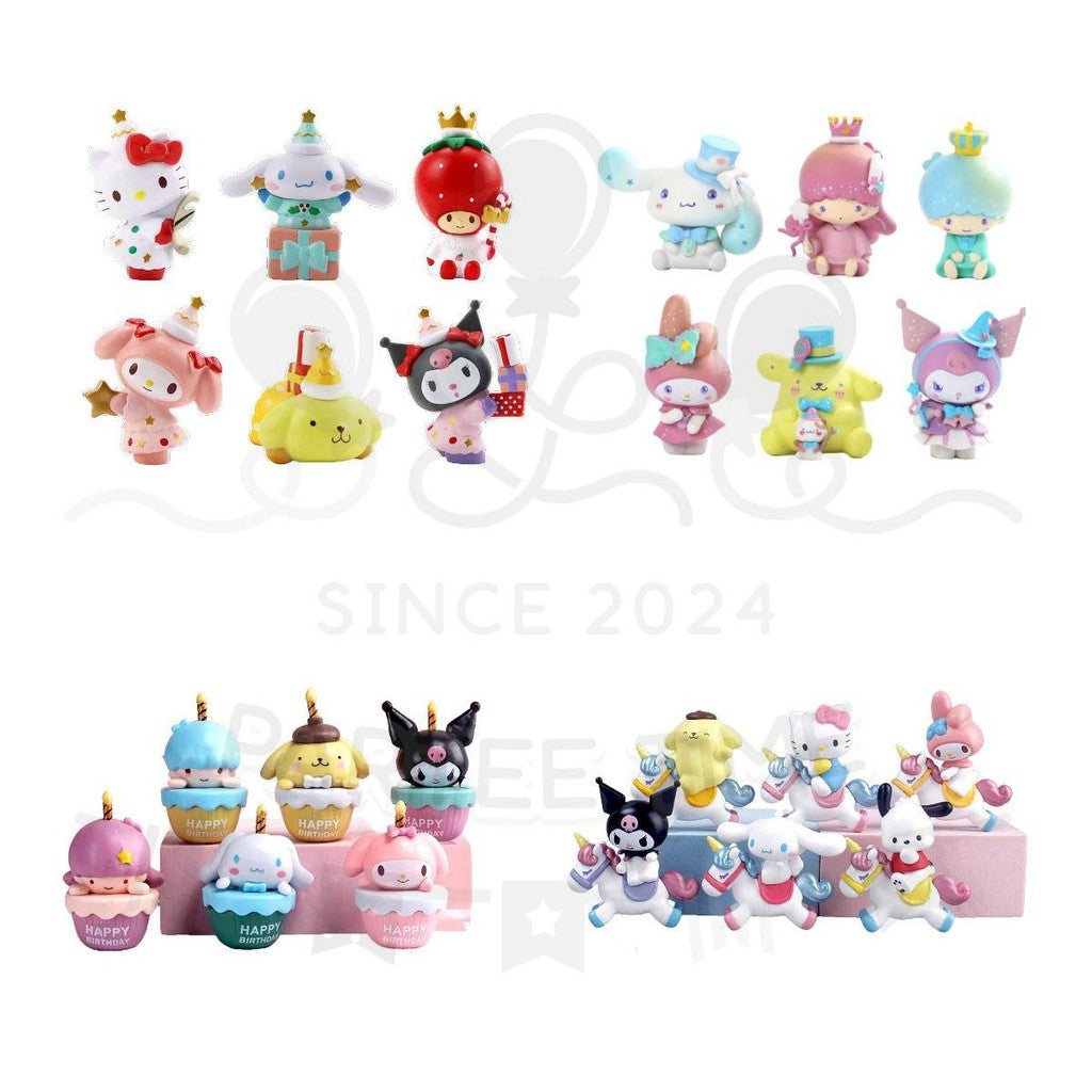 ParteeTime Sanrio Kuromi Melody Cinnamoroll Mini Cake Topper Cute Set Cake Decoration Birthday Party Collection Playset