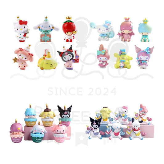 ParteeTime Sanrio Kuromi Melody Cinnamoroll Mini Cake Topper Cute Set Cake Decoration Birthday Party Collection Playset